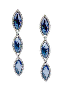 Vintage Amethyst Crystal & Pavé 3 Tier Marquise Drop Earrings