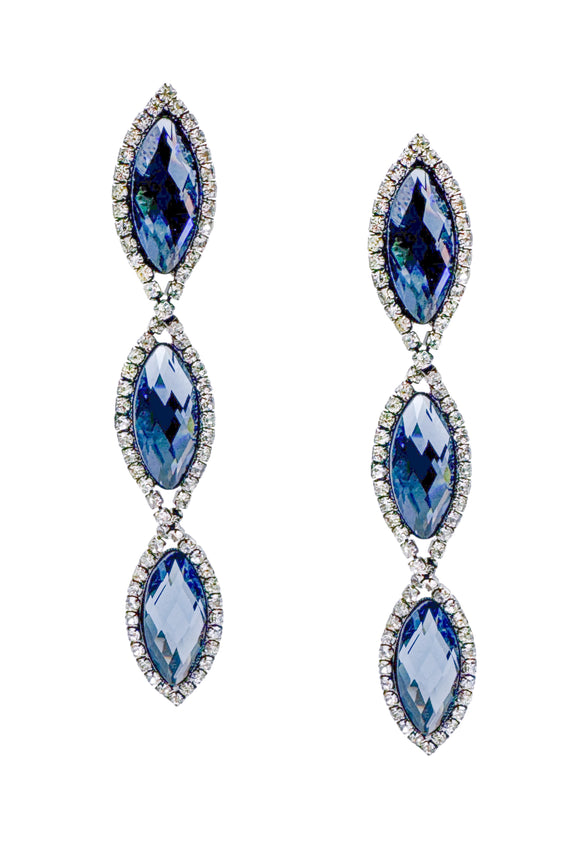 Vintage Amethyst Crystal & Pavé 3 Tier Marquise Drop Earrings