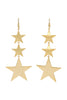 Vintage Gold 3 Star Long Dangling Earrings