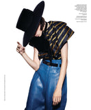 Marc Jacobs x Stephen Jones Black Couture Wide Brim Flat Top Hat FW2018