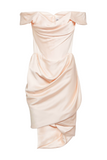 Vivienne Westwood Baby Pink Off Shoulder Draped Corset Dress
