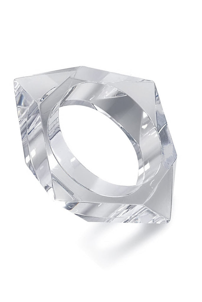 Vintage Clear Crystal Lucite Geometric Spike Bangle Bracelet