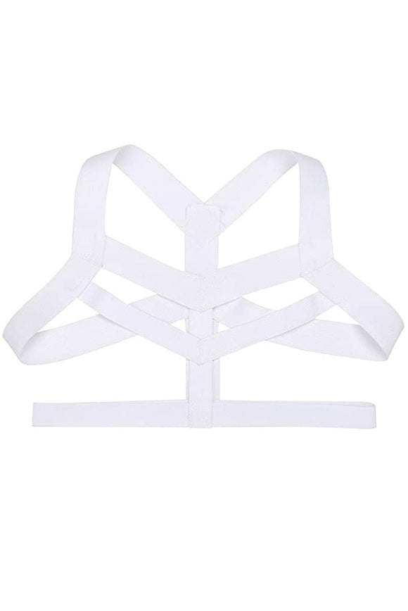 Vintage White Elastic Cross Harness Top