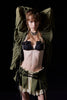 Aniye Records Black Gold Hardware Ruffle Draped Bra Top