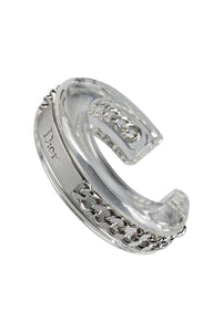 Christian Dior Clear Lucite Cuff Bracelet with Silver Chain Logo Detail FW2004