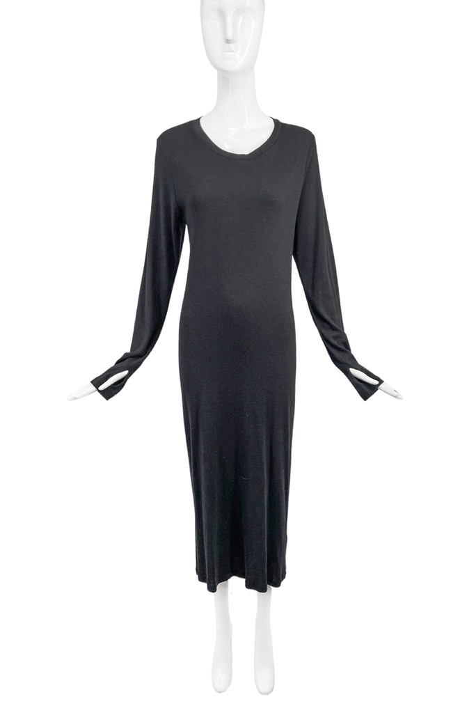 Vintage Black Oversized Long Sleeve 90's T-Shirt Maxi Dress