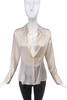 Vintage 90's Ivory Silk Fitted Blouse with Big Lapel Ann Fontaine