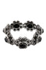 Alexander McQueen Silver Black Crystal Rose Embellished Decal Link Bracelet SS19