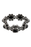 Alexander McQueen Silver Black Crystal Rose Embellished Decal Link Bracelet SS19