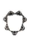 Alexander McQueen Silver Black Crystal Rose Embellished Decal Link Bracelet SS19