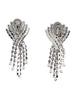 Alessandra Rich Silver Crystal and Emerald Green Fringe Chandelier Earrings