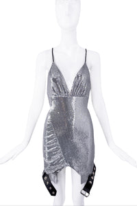 Aiyne Records Silver Sequin Belt Dress