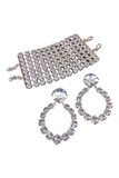 Alessandra Rich Silver Diamond Crystal Oversized Hoop Earrings