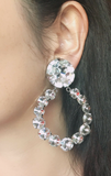 Alessandra Rich Silver Diamond Crystal Oversized Hoop Earrings