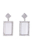 Alessandra Rich Silver Crystal Rectangular Oversize Statement Earrings