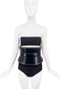 Alexander McQueen Black Leather Silver Metal Grommet Eyelid Corset Belt Pre Fall 2017