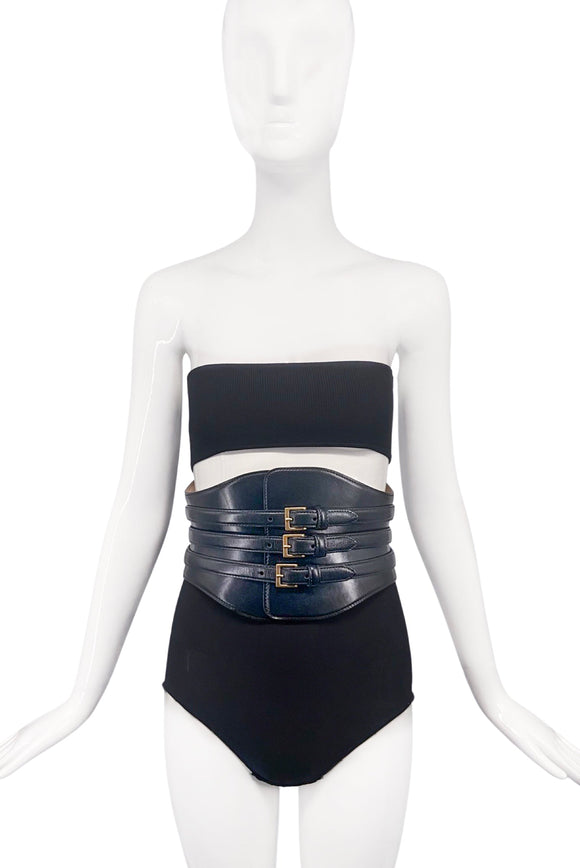 Alexander McQueen Black Triple Buckle Corset Belt Pre Fall 2012
