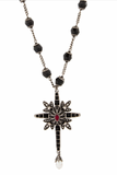 Alexander McQueen Black Bead Rosary Star Prayer Cross Necklace