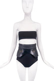 Alexander McQueen Black Leather Corset Waist Hip Bustle Metal Ring Belt