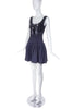Alexander McQueen Black Velveteen Bustier Fit and Flare "Milk Maid" dress with Silver Grommet and Satin Bow detail