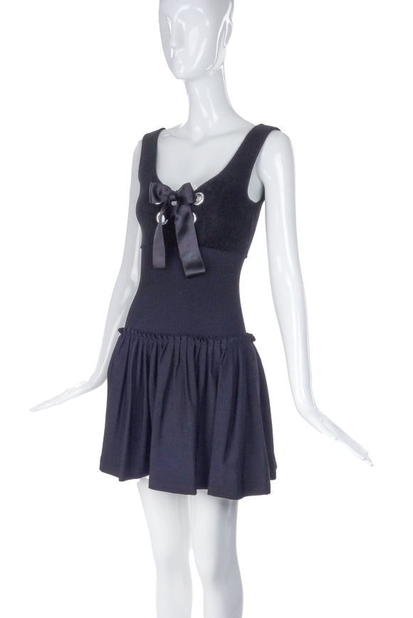 Alexander McQueen Black Velveteen Bustier Fit and Flare 