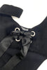 Alexander McQueen Black Velveteen Bustier Fit and Flare "Milk Maid" dress with Silver Grommet and Satin Bow detail