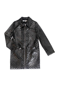 Alexander McQueen McQ Black Shine Vinyl Perforated Coat