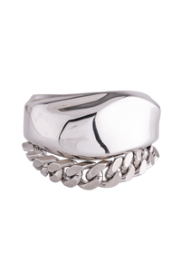 Alexander McQueen Silver Sculptural Bone Biker Chain Bracelet