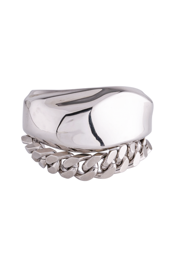 Alexander McQueen Silver Sculptural Bone Biker Chain Bracelet