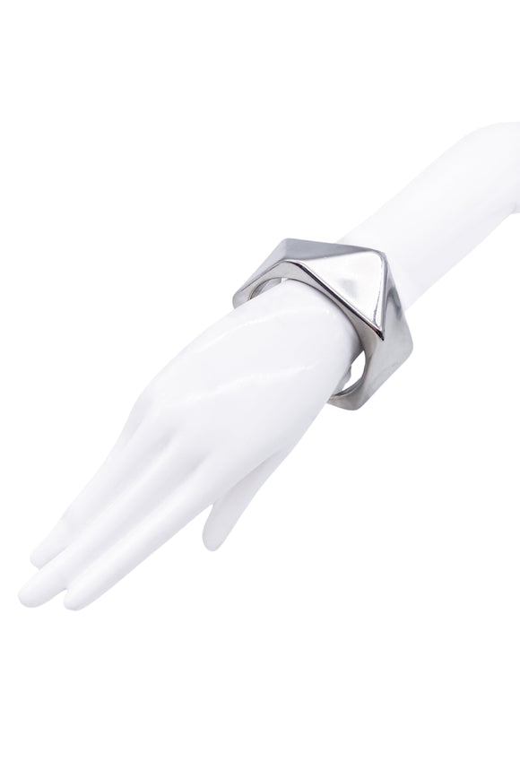 Alexander McQueen Silver Triangular Geometric Modern Bangle Bracelet