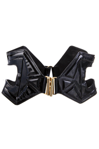 Alexander McQueen Black Patent Leather Cut Out Alaia Style Corset Belt