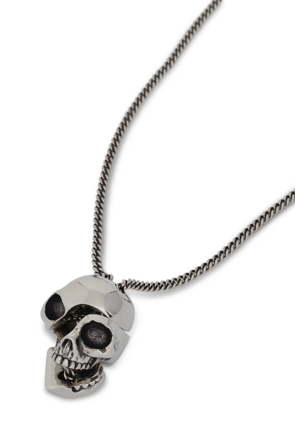 Alexander McQueen Silver Metal Divided Detachable Long Skull Necklace - BOUTIQUE PURCHASE PRICE