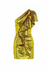 Alexandre Vauthier Lime Green Gold Sequin One Shoulder Ruffle Dress