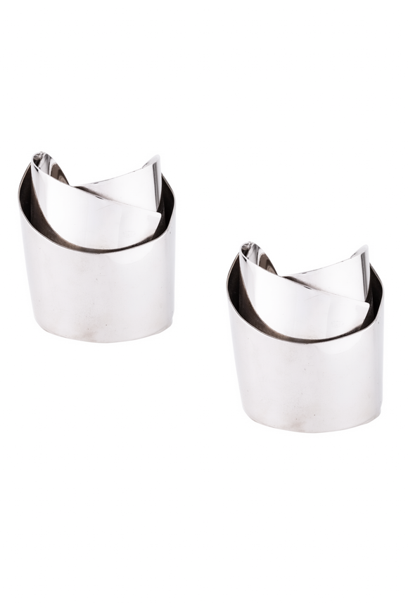 Alexis Bittar Silver 3D Folded Sculptural Futuristic Matching Set Cuff Bracelets