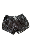 American Apparel Black Liquid Shiny Drawstring Shorts