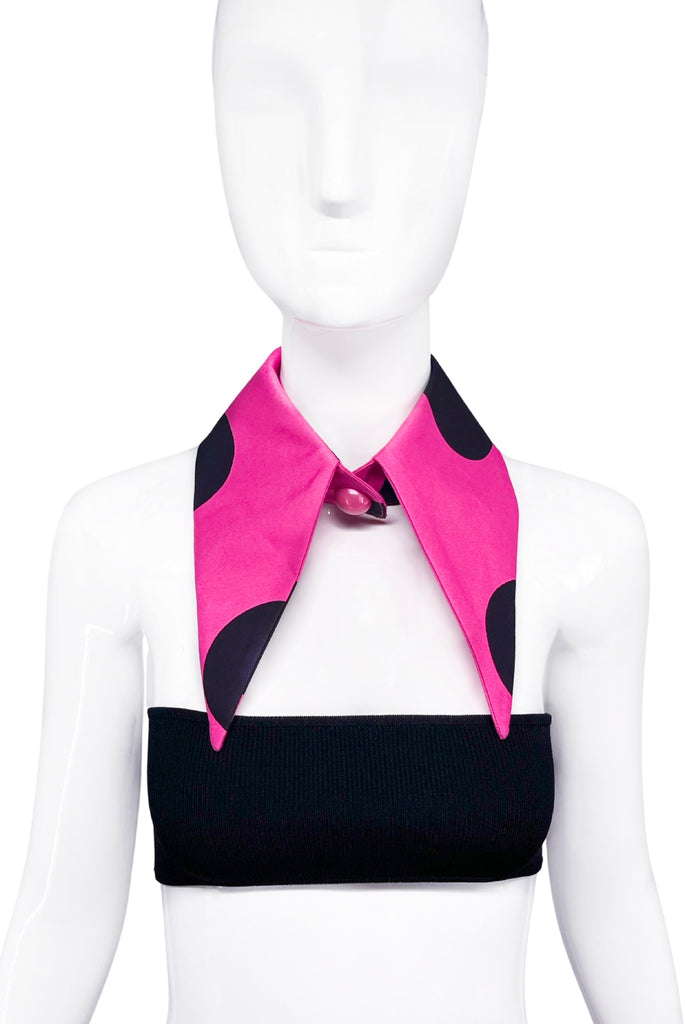 Animal Crackers Pink Oversize Collar with Black Polka Dots