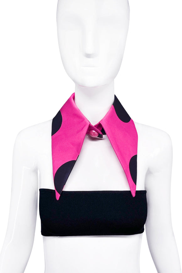 Animal Crackers Pink Oversize Collar with Black Polka Dots