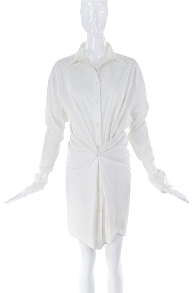 Ann-Sofie Back Oversize White Button-Up Shirt Dress