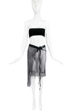 Ann Demeulemeester Black Sheer Net Wrap Skirt with Embroidery "And the wind caught the edge"