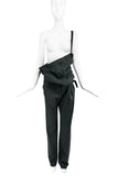 Ann Demeulemeester Black Asymmetric One Strap Overall Jumpsuit Fall 2003 Runway
