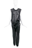 Ann Demeulemeester Black Asymmetric One Strap Overall Jumpsuit Fall 2003 Runway