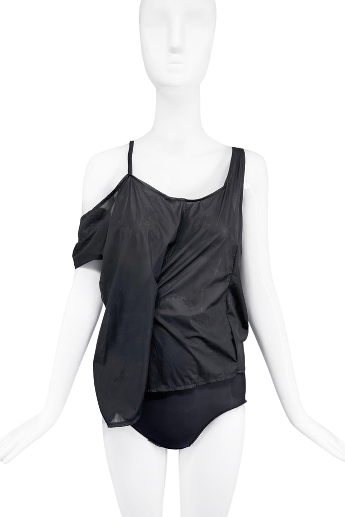 Ann Demeulemeester Black Rubberized Asymmetrical Drape Top Runway Spring 1997
