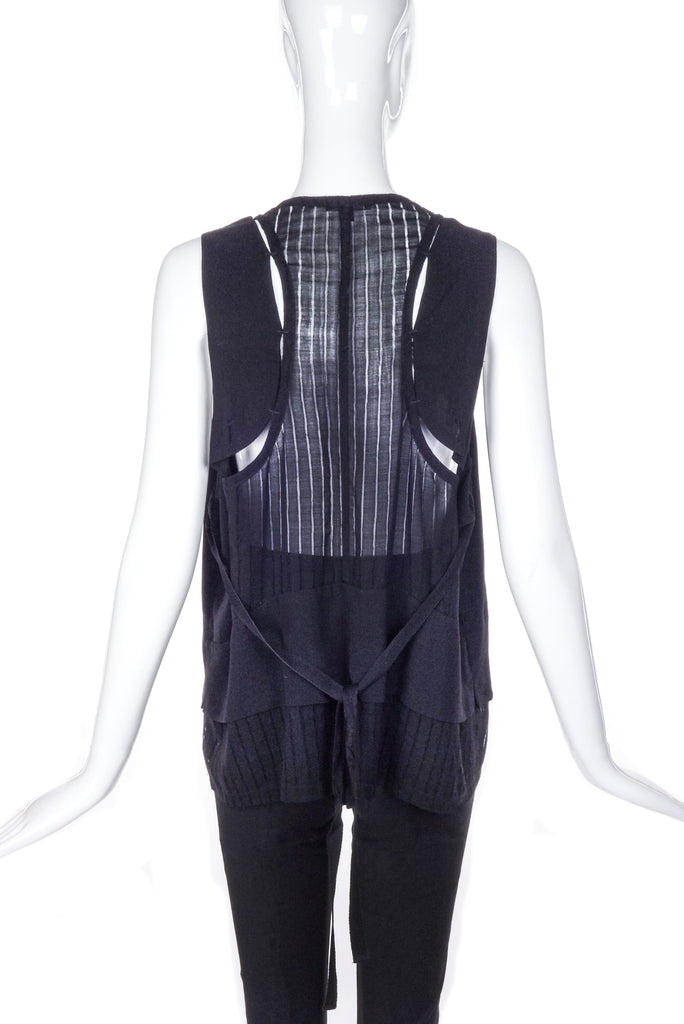 Ann Demeulemeester Black Waistcoat with Sheer Gauze Back Details