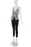 Anthony Ferrara Gold Chainmesh Zebra Print Halter Top