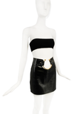 Anthony Vaccarello Black Gold Belly Button Hoop Ring Leather Skirt S/S 2016