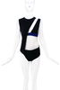 Anthony Vaccarello Black Cut Out Bathing Suit Blue Strap Spring Summer 2012