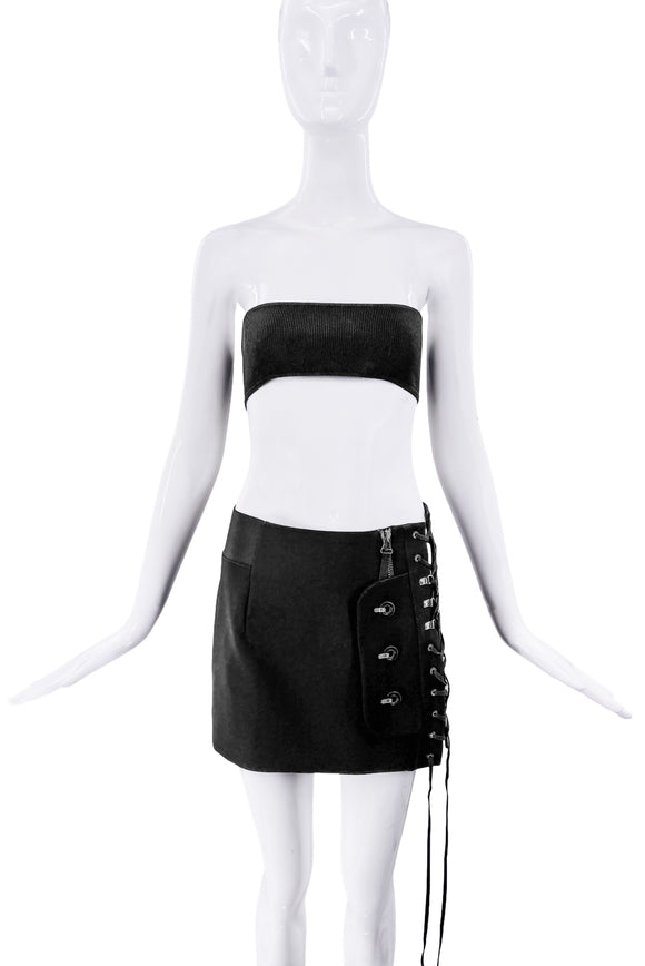 Anthony Vaccarello Black Corset Hardware Skirt