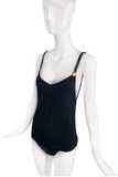 Anthony Vaccarello Black Crocodile Strap Gold Detail Tank Top