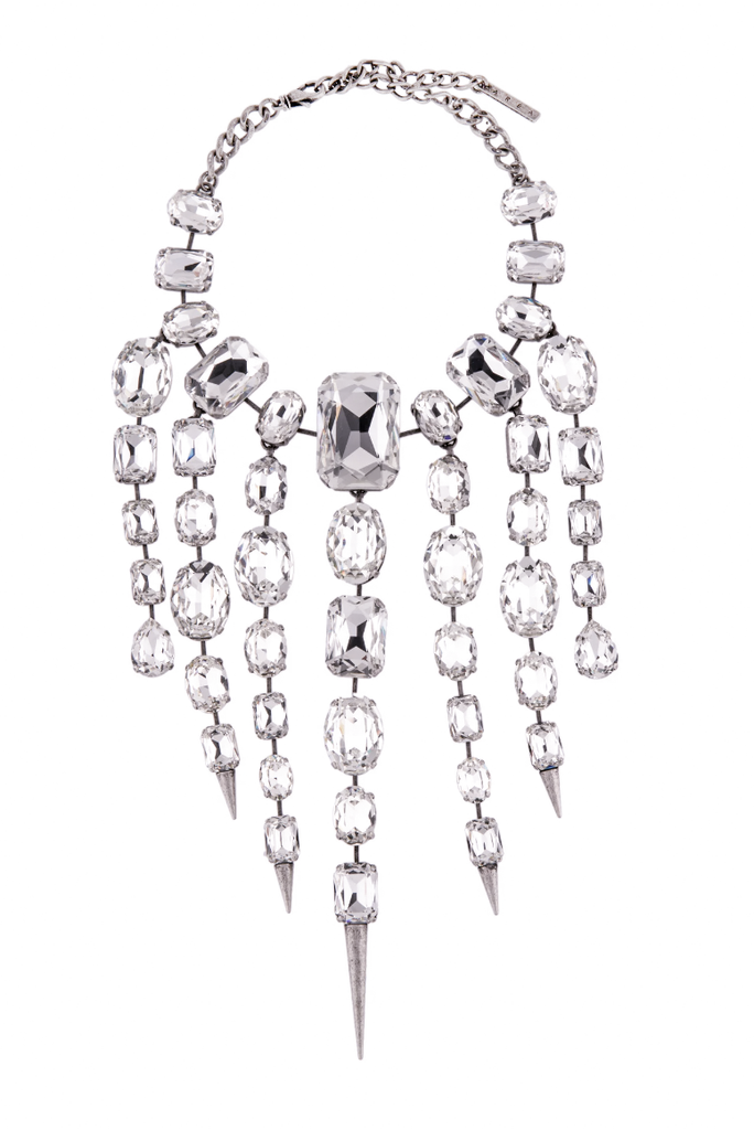 Area NYC Crystal Fringe Huge Spike Necklace