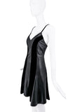 Armani Black Leather & Suede Swirl Mini Dress